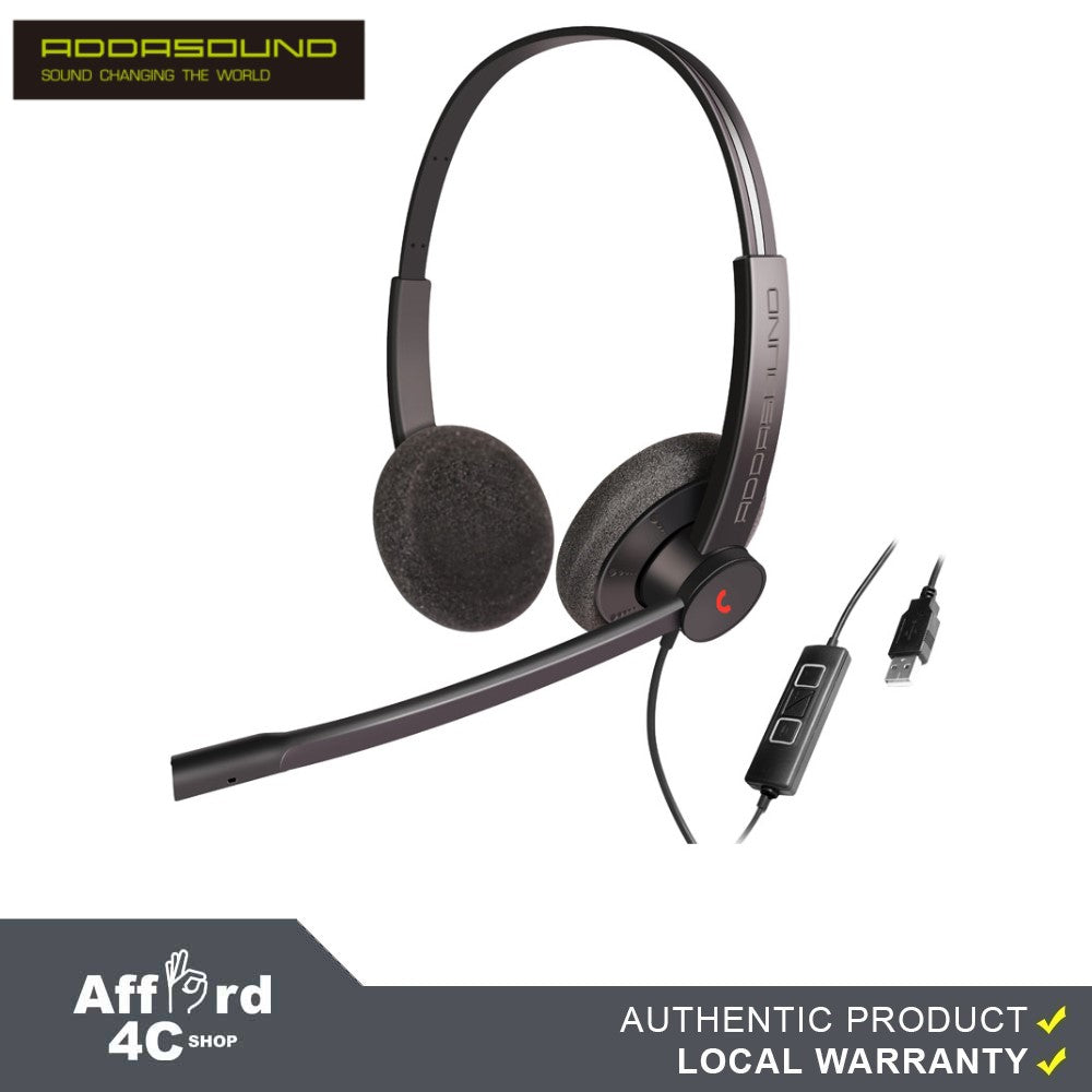 Addasound Epic 302 with Outstanding Noise Cancelling USB-A Stereo Headset For Home and Office