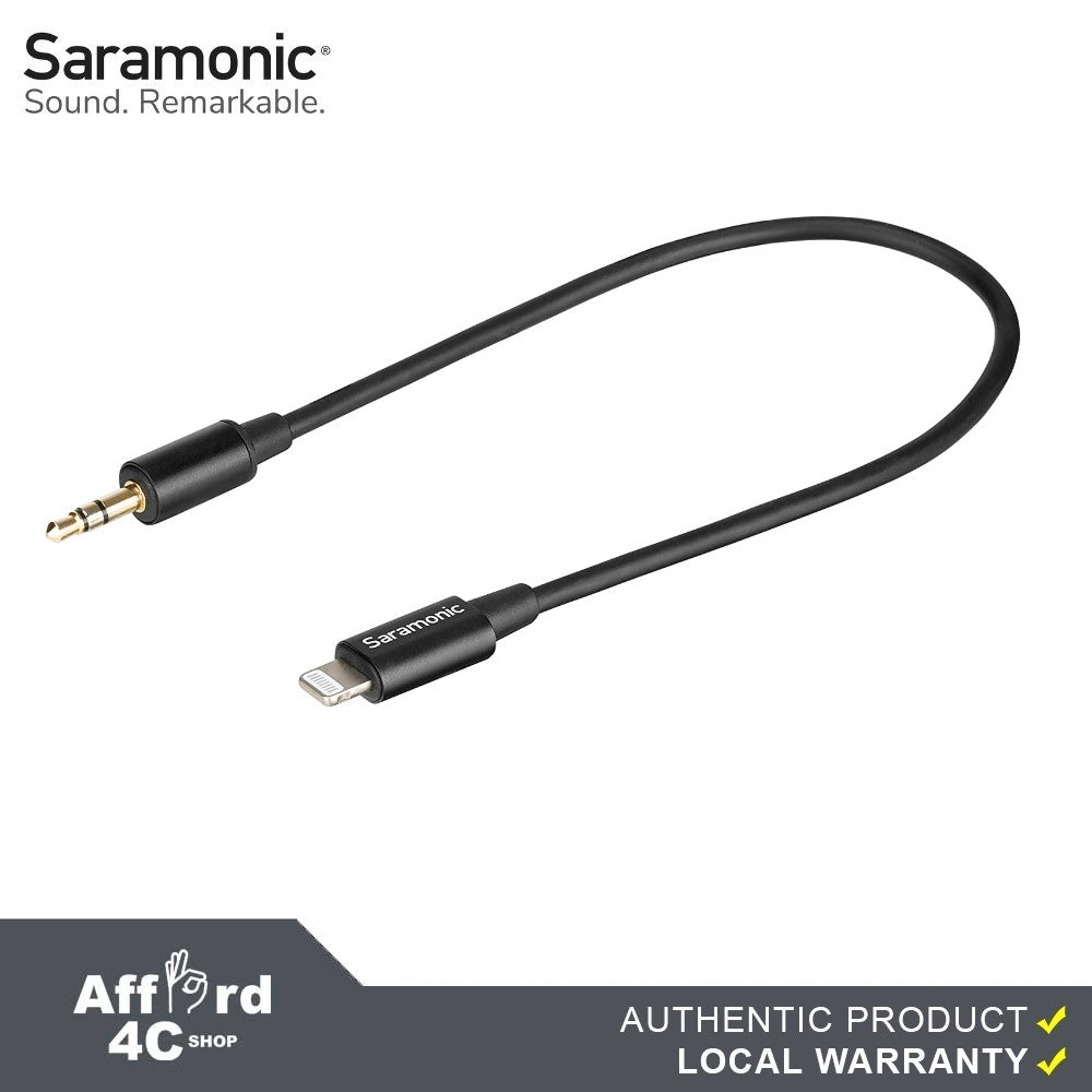 Saramonic 3.5mm TRS Male to Apple Lightning Connector Microphone & Audio Adapter Cable 9" (22.86cm) (SR-C2000)