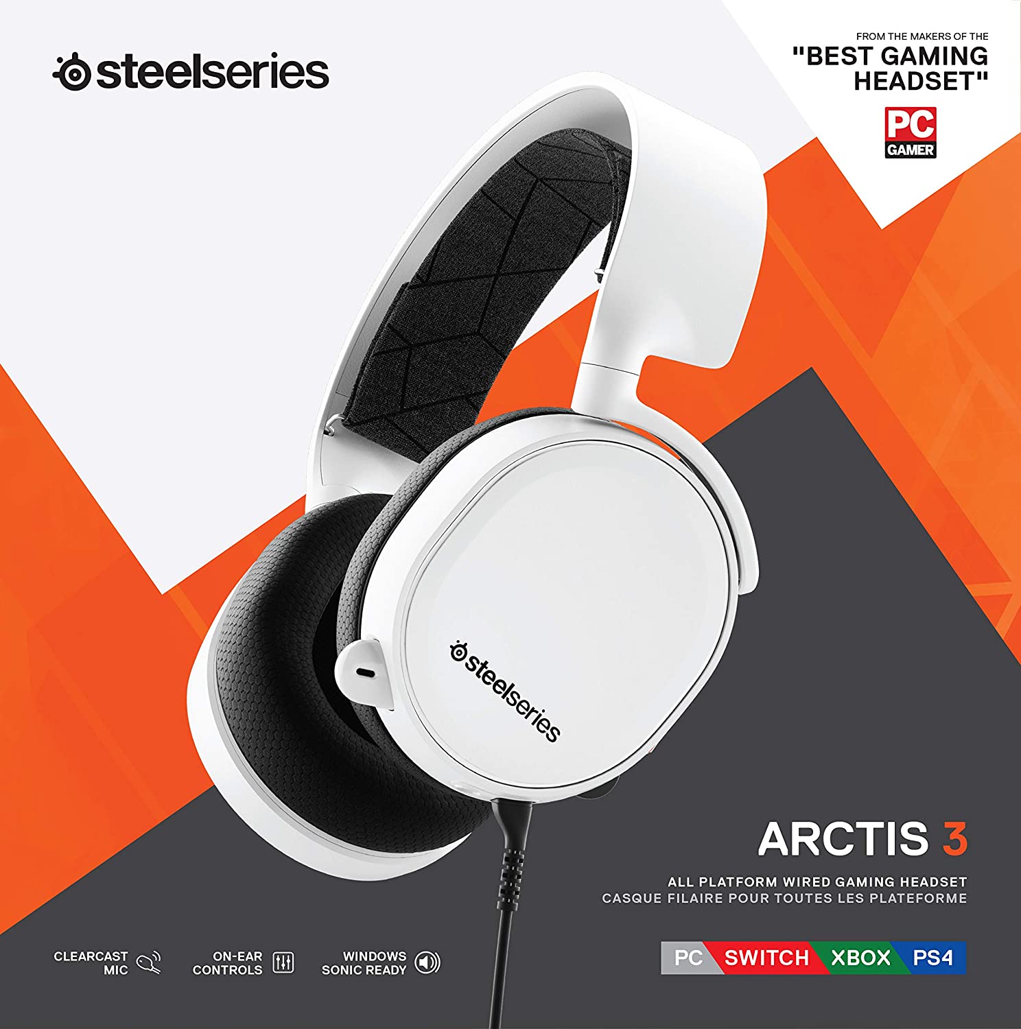 SteelSeries Arctis 3 2019 Edition All-Platform Gaming Headset - White