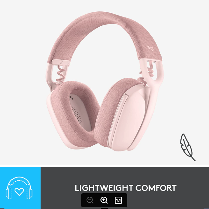 Logitech Zone Vibe 100 Lightweight Wireless Over Ear Headphones with Noise Canceling Microphone