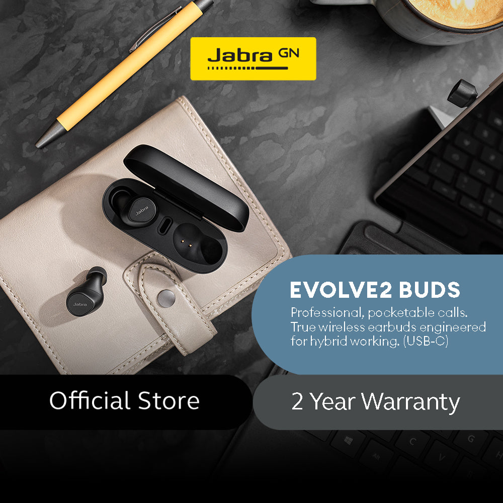 Jabra Evolve2 True Wireless In-Ear Bluetooth Earbuds with Active Noise Cancellation, MultiSensor Voice Technology and Wireless Charging Pad - MS Teams Certified, works with all other platforms