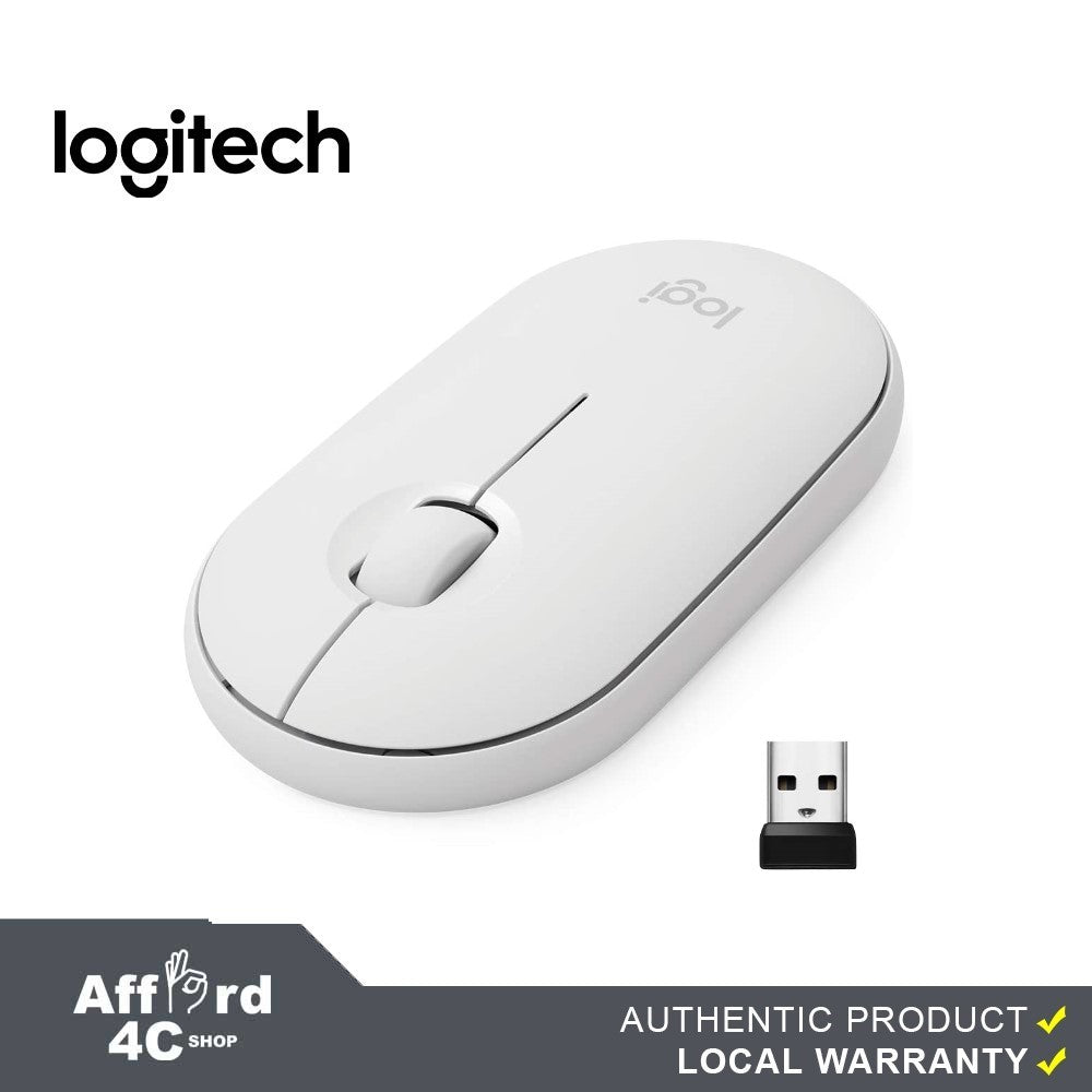 Logitech Pebble M350 Wireless Mouse with Bluetooth or USB - Silent, Slim Computer Mouse with Quiet Click for iPad, Laptop, Notebook, PC and Mac