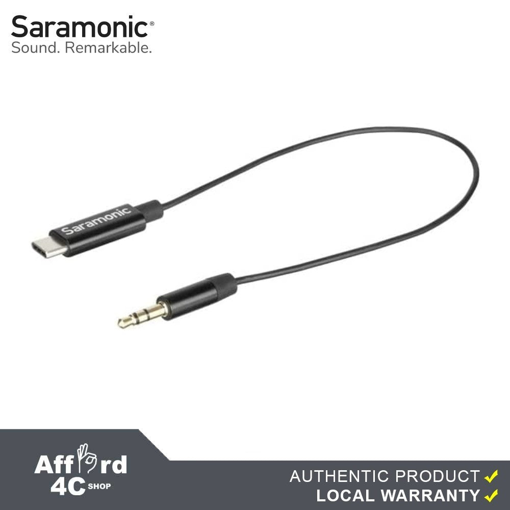 Saramonic 3.5mm Male TRS to USB-C Stereo or Mono Microphone and Audio Adapter Cable 9" (22.86cm) (SR-C2001)