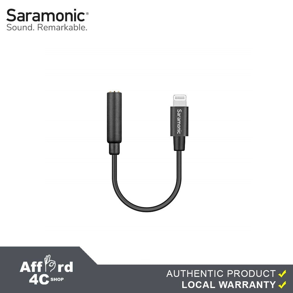 Saramonic Female 3.5mm TRRS to Lightning Adapter Cable, SR-C2002 3.5mm to Apple MFi Certified Lightning Microphone Cable Compatible with iPhone 14 13 12, iPad Smartphones and Tablets(6cm)
