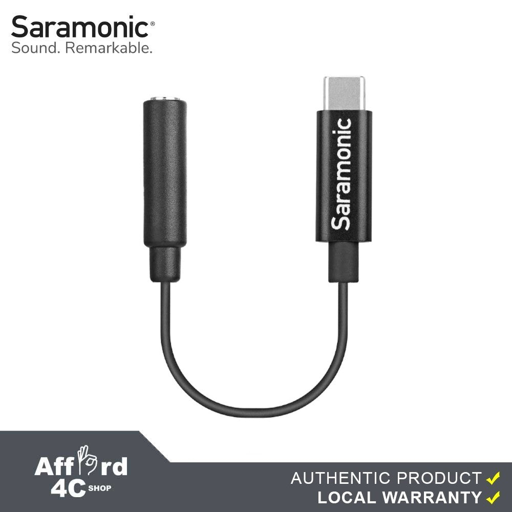 Saramonic SR-C2003 Female 3.5mm TRS Microphone Adapter Cable to USB Type-C Connector Dongle - Compatible with Samsung Galaxy, HTC, iPad Pro Smartphones and Tablets - USB C to 3.5mm Audio Adapter